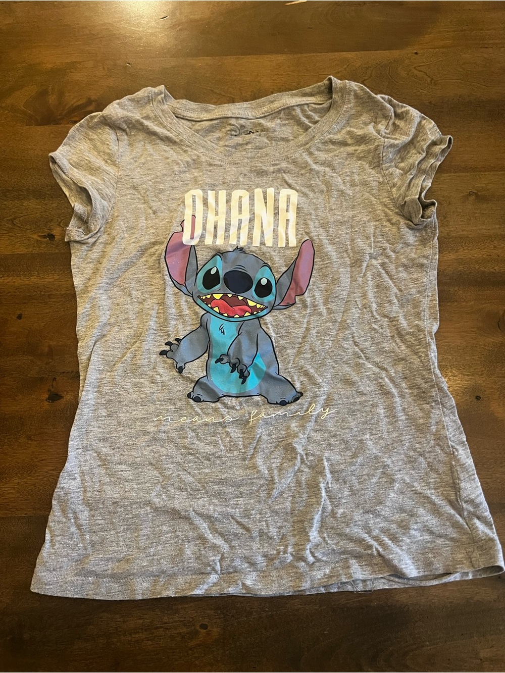 Disney Lilo & Stitch Ohana Means Family Graphic Tee Kids Large Gray